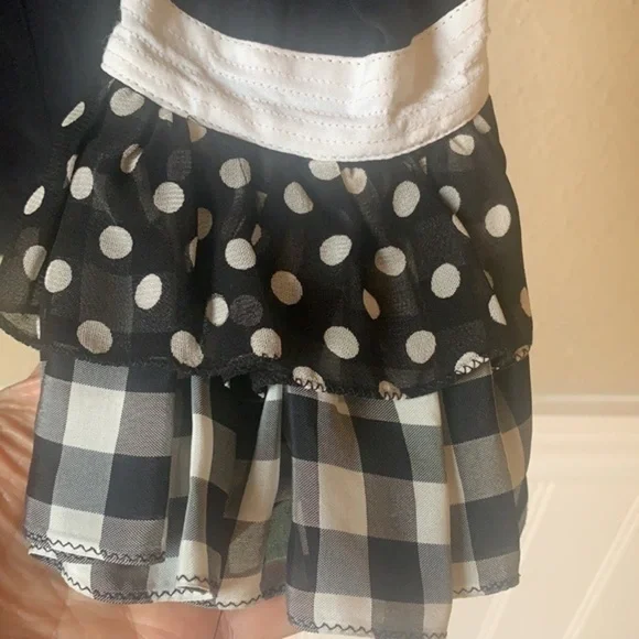 Versace Vintage Black with Polka Dot and Plaid accents Blouse - Picture 5 of 8